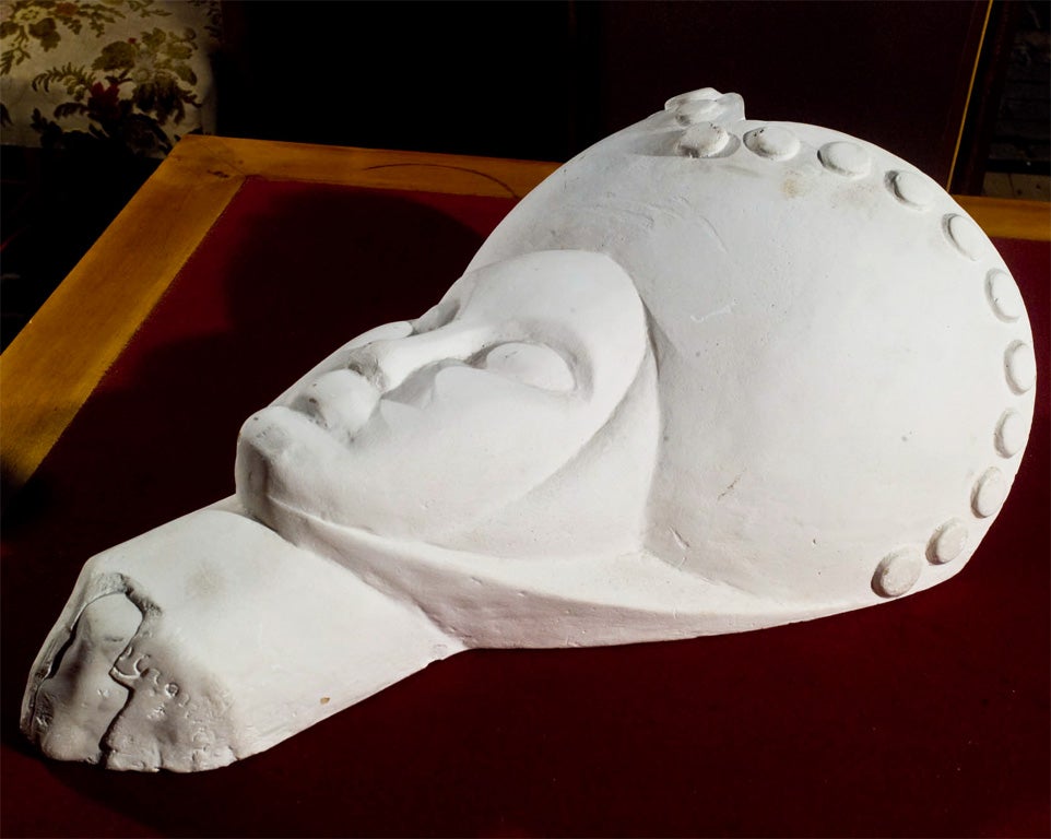 Fanciful French plaster head with pocket.