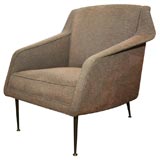 Italian lounge chair by Carlo DiCarli with tapering brass legs
