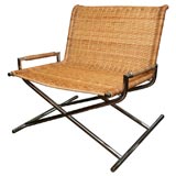 Ward Bennett rattan and chrome lounge chair