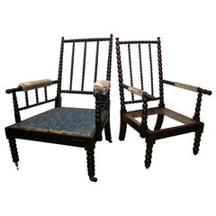 19th Century English Ebonized Walnut Bobbin Chair
