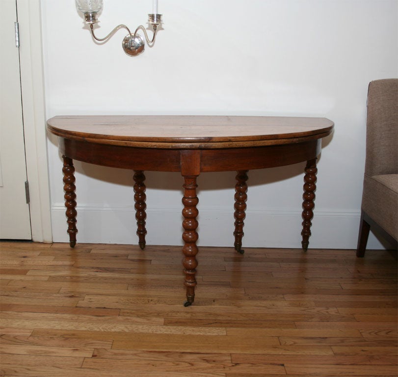 Round Walnut Drop-Leaf Table