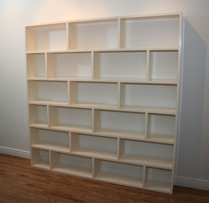 Pair of hand-made custom open bookcases in a white painted finish, very solid and well done (Sold as a pair or individually)