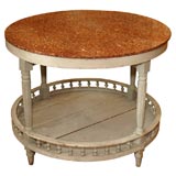Round Table with Marble Top and Galleried Shelf