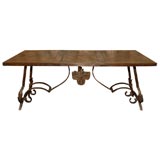 Parquetry Top Table with Iron Base