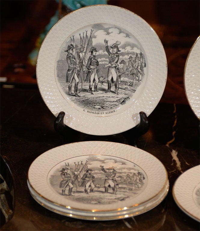 Dutch Set of Ten 19th Century Napoleon Dessert Plates with Gilded Edge For Sale