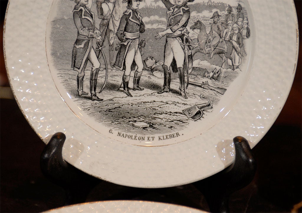 Set of Ten 19th Century Napoleon Dessert Plates with Gilded Edge For Sale 3
