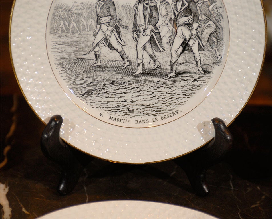Set of Ten 19th Century Napoleon Dessert Plates with Gilded Edge For Sale 5