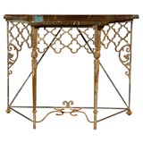 Custom Designed Iron Console Table with Marble Top