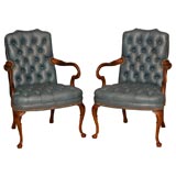Pair Of Leather Library Chairs