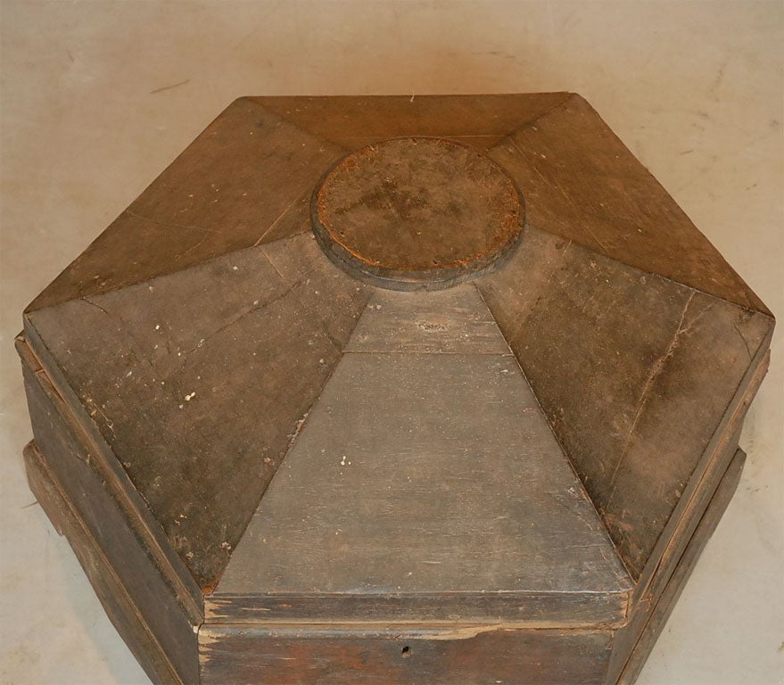 19th Century Colonial Wooden Box with Peaked Top