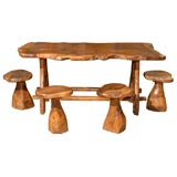 Olivewood table with four chairs