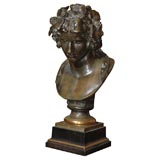 Bronze Bust, Perhaps Dionysus, Stamped Paillard a Paris