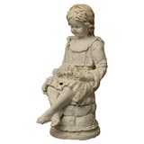 Antique Victorian Painted Spelter Figure of a Young Girl