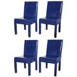 Four Blue Patent Vinyl Chairs Four Blue Patent Vinyl Chairs