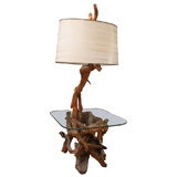 Tall 50's Driftwood Lamp Table