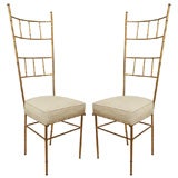 Pair of Gold-Leafed Italian Faux Bamboo Chairs