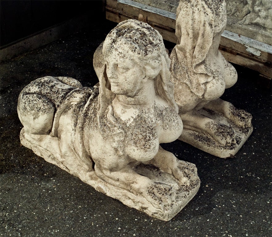 Belgian Pair of Stone Sphinx