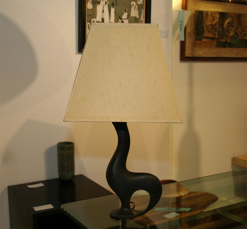 Figural Bronze Lamp Signed Scarpa