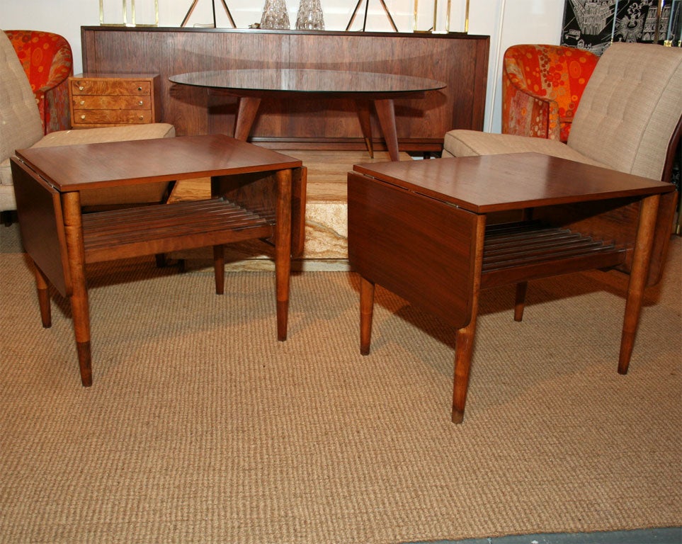 Pair of Drop Leaf End Tables by Finn Juhl for Baker