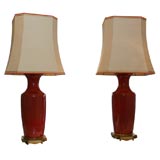 Pair of Ceramic Coral Colored Lamps