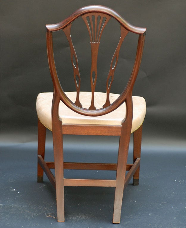 American Federal Shieldback Side Chair with Lambskin and Brass Nails For Sale