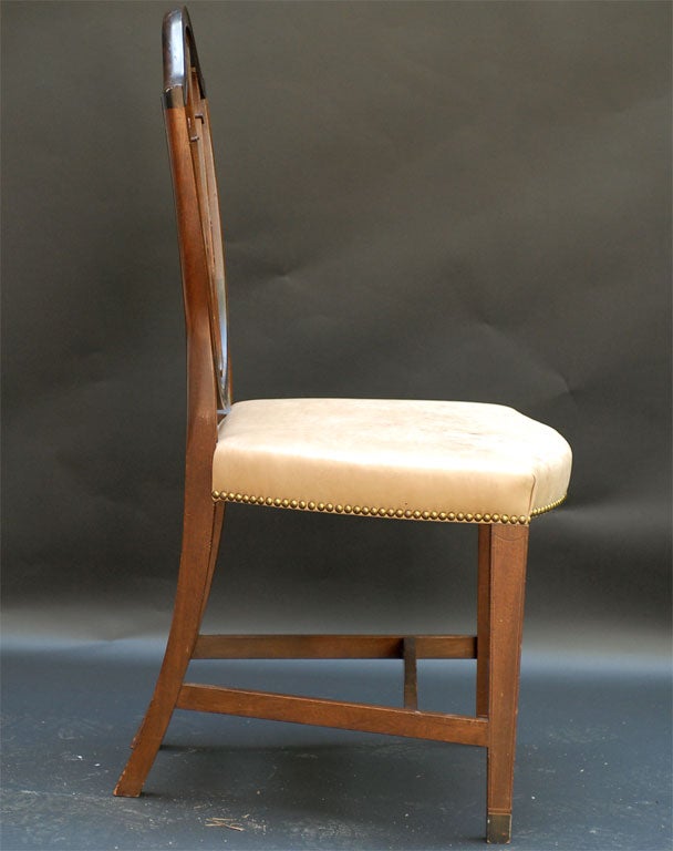 19th Century Federal Shieldback Side Chair with Lambskin and Brass Nails For Sale