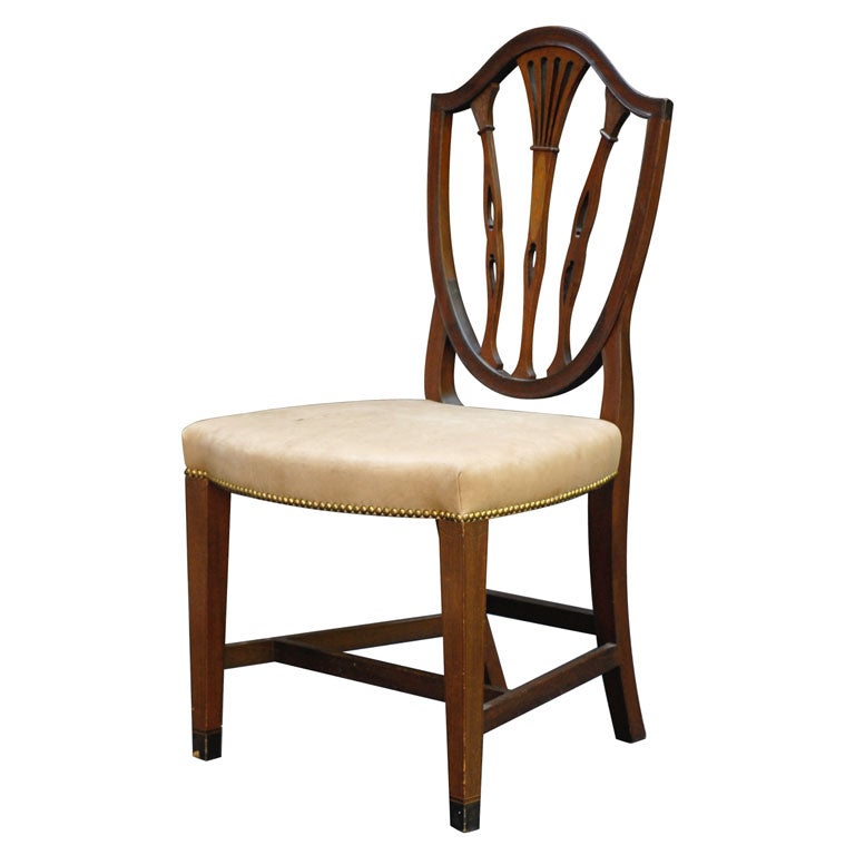 Federal Shieldback Side Chair with Lambskin and Brass Nails For Sale