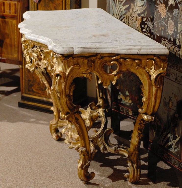 Table console en bois doré de la période Régence, France, vers 1720 en vente 1