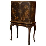 Chinoiserie Ebonized & Painted Cabinet-on-Stand, c. 1900