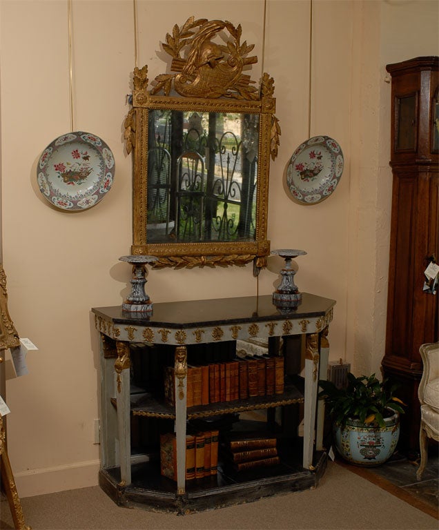 Empire Blue-painted & Parcel-gilt Console Table, c. 1820