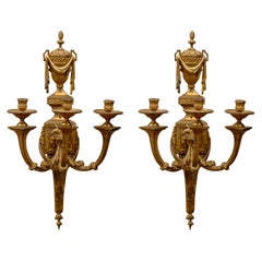 Paire d'appliques Louis XVI en bronze doré, France, vers 1870