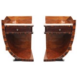 Pair of Art Deco Burl Walnut & Macassar Sidetables