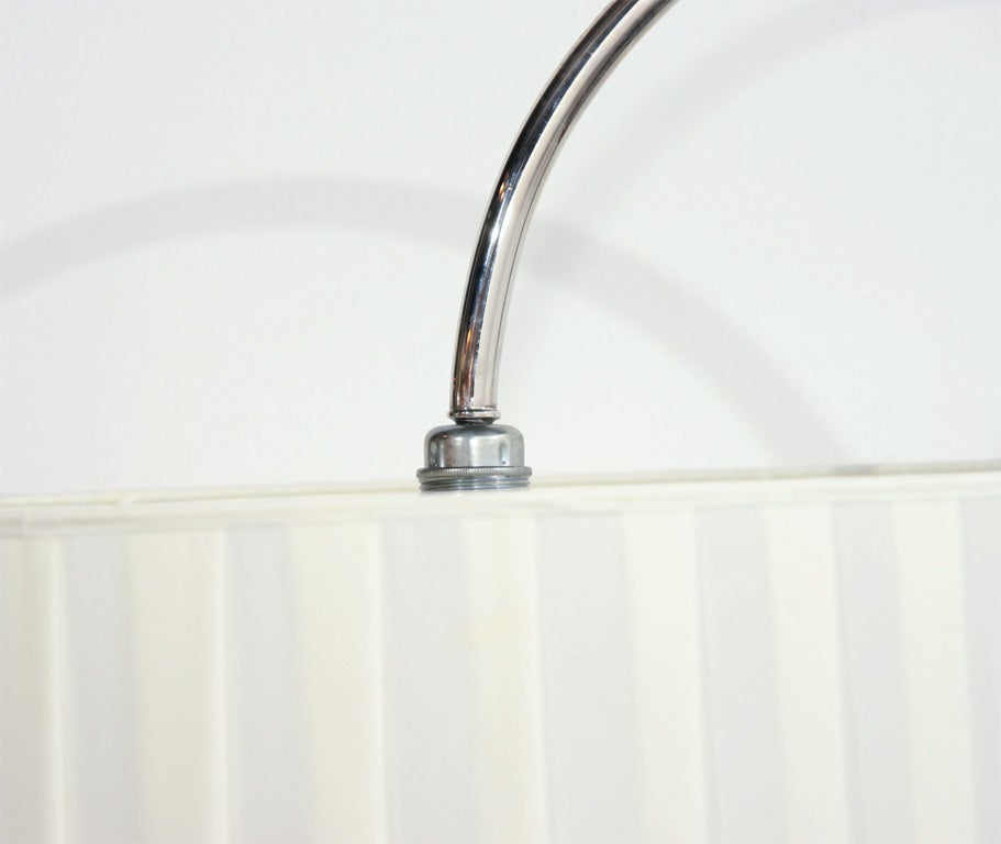 Walnut Art Deco Floorlamp with Chrome Arm