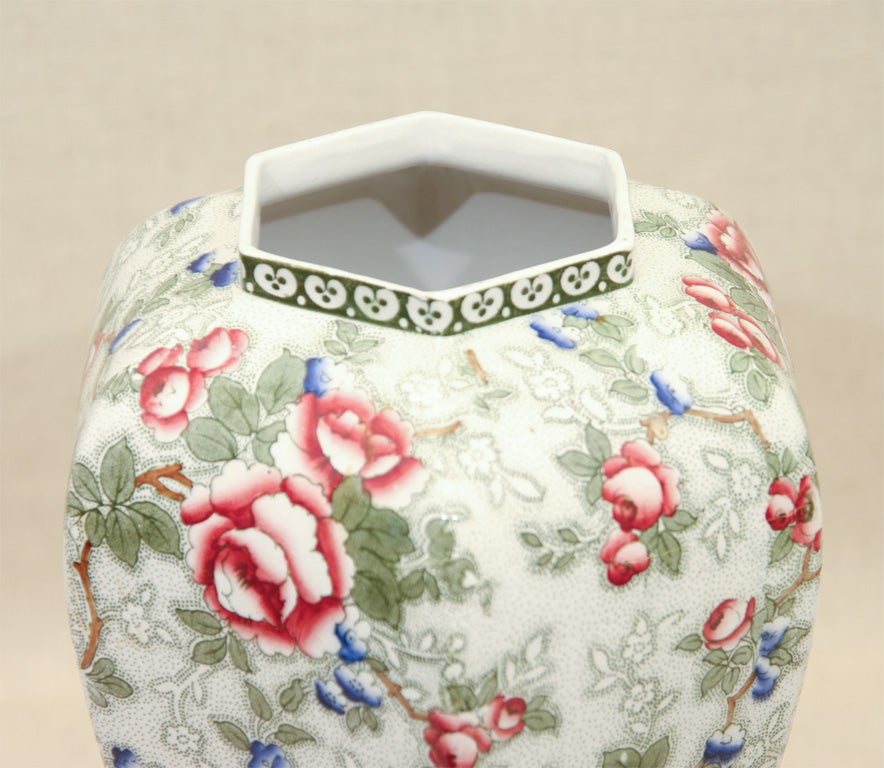 20th Century Pair Albion Floral Chintz Vases by Bourne & Leigh, England, 1912