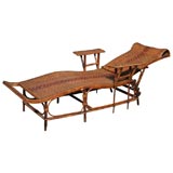 1920's French Rattan Longue Chaise