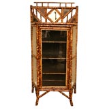 Antique 19th Century English bamboo Cabinet and Side Table