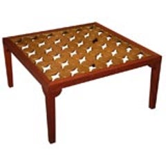 Parzinger Style Classy 1950s Mahogany and Giltwood Grille Coffee Table 7