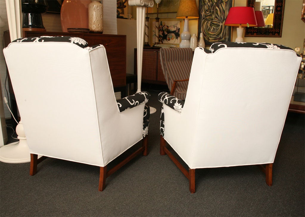 Mid-20th Century Pair of Modern Wormley Style Wingback Chairs