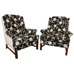 Pair of Modern Wormley Style Wingback Chairs