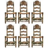 6 Spanish Painted Side Chairs