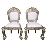 PR/PALACE QUALITY ANGLO-INDIAN ANTIQUE  SILVER REPOUSSE  CHAIRS