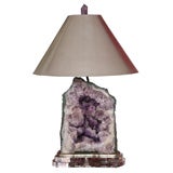 AMETHYST TABLE LAMP WITH PLATINUM LEAF CUSTOM SHADE