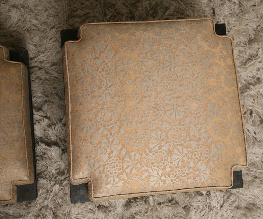 Set of Four Asian Footstools with Fortuny Upholstery 6