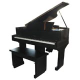CUSTOM BABY GRAND PIANO WITH MATCHING PIANO BENCH BY JAMES MONT