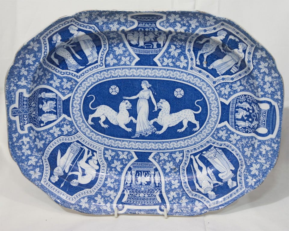 19th Century A Spode Blue and White  Tureen, Cover and Stand