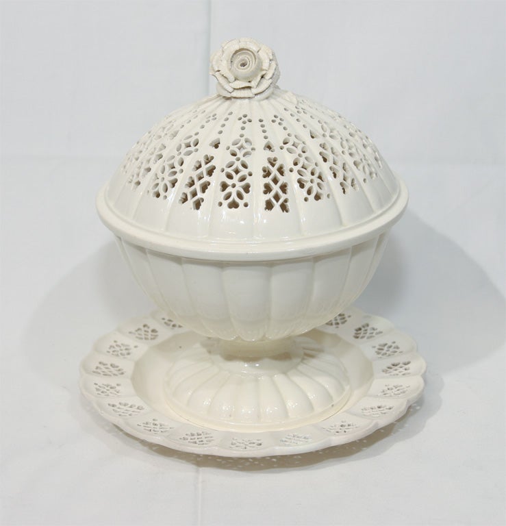 Pierced Creamware Chestnut Basket