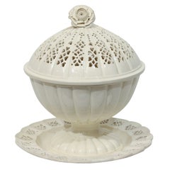 Antique Pierced Creamware Chestnut Basket