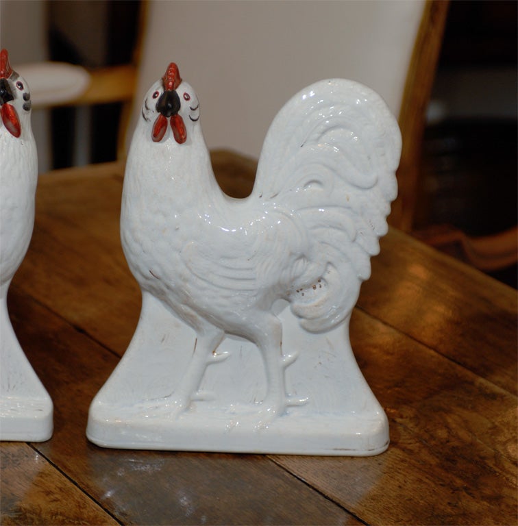 19th Century Pair of Staffordshire roosters