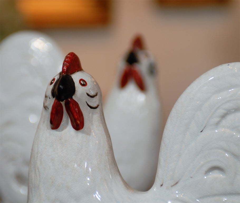 Pair of Staffordshire roosters 3