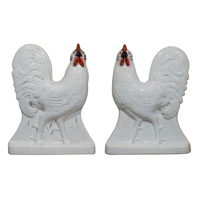 Pair of Staffordshire roosters